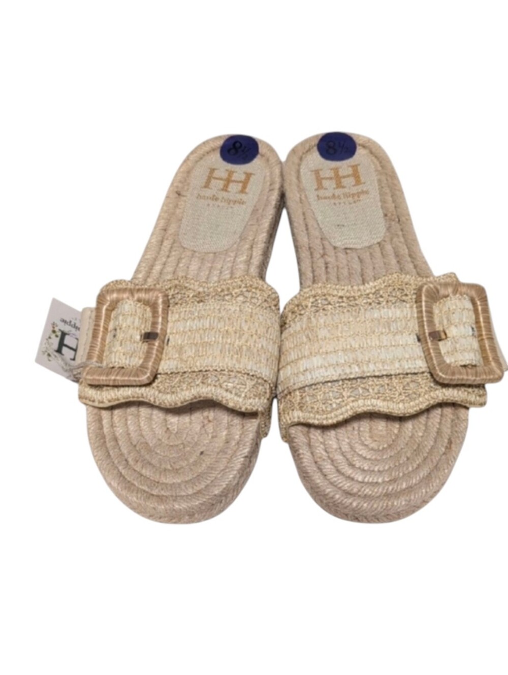 Haute Hippie Nyssa Boho Raffia Woven Slide Sandals Size 7.5 - Picture 1 of 11